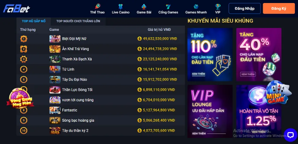 Slots Jackpot lũy tiến bayvip win